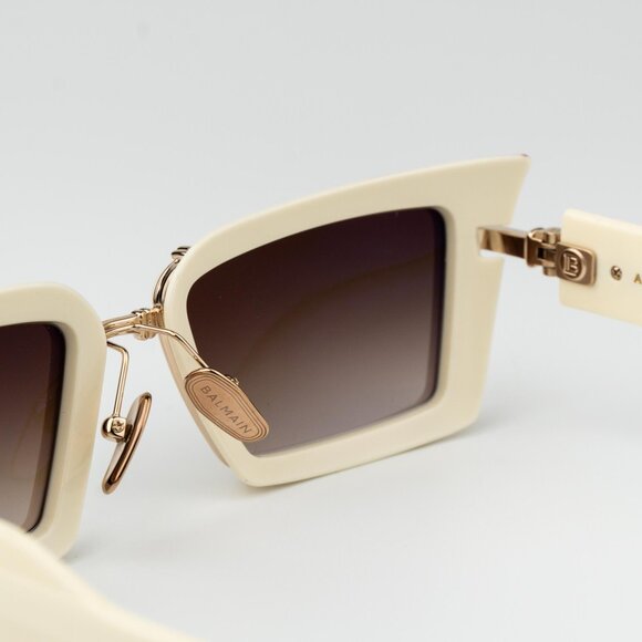 Balmain Women Sunglasses Titanium Gold Bone Brown  Rectangle ADMIRABLE BPS-130C - Picture 9 of 14